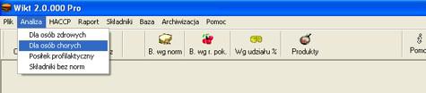 Analiza dla osób chorych wikt program dla dietetyka
